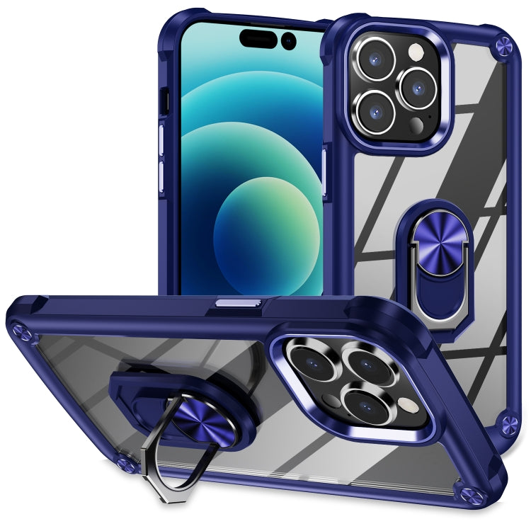 For iPhone 14 Pro TPU + PC Lens Protection Phone Case with Ring Holder