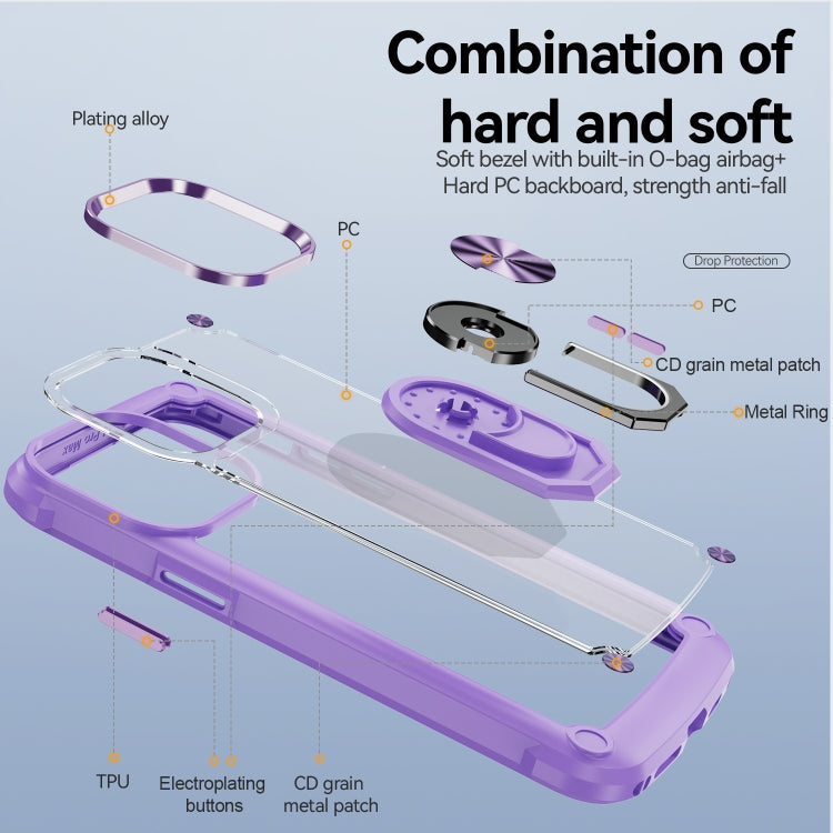 For iPhone 14 Pro TPU + PC Lens Protection Phone Case with Ring Holder