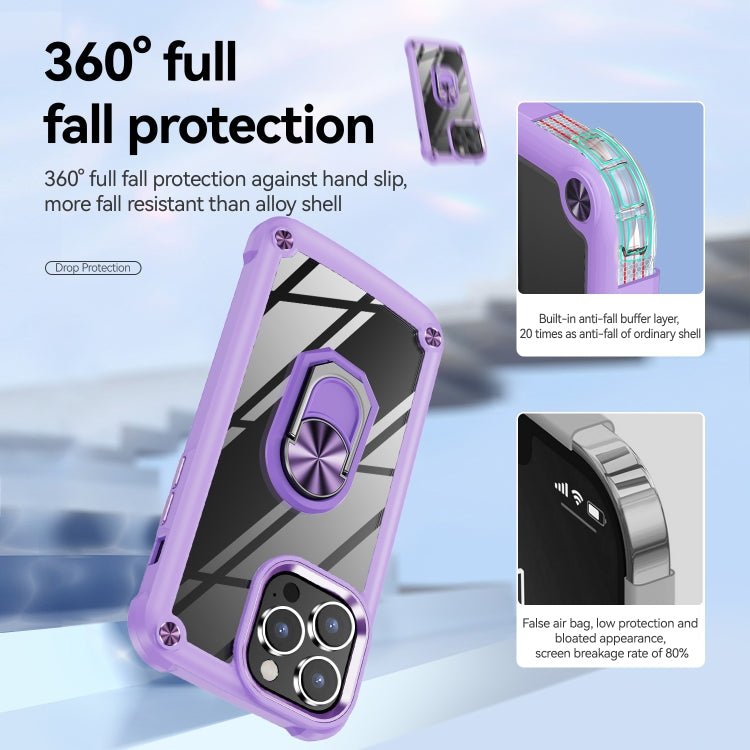 For iPhone 14 Pro TPU + PC Lens Protection Phone Case with Ring Holder