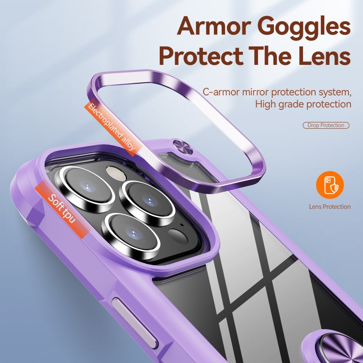 For iPhone 14 Pro TPU + PC Lens Protection Phone Case with Ring Holder