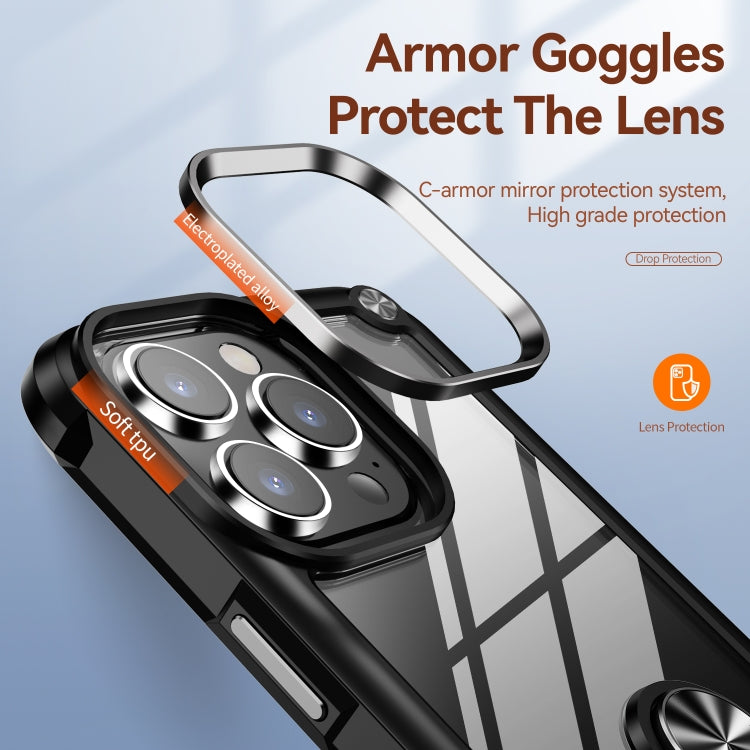 For iPhone 14 Pro Max TPU + PC Lens Protection Phone Case with Ring Holder