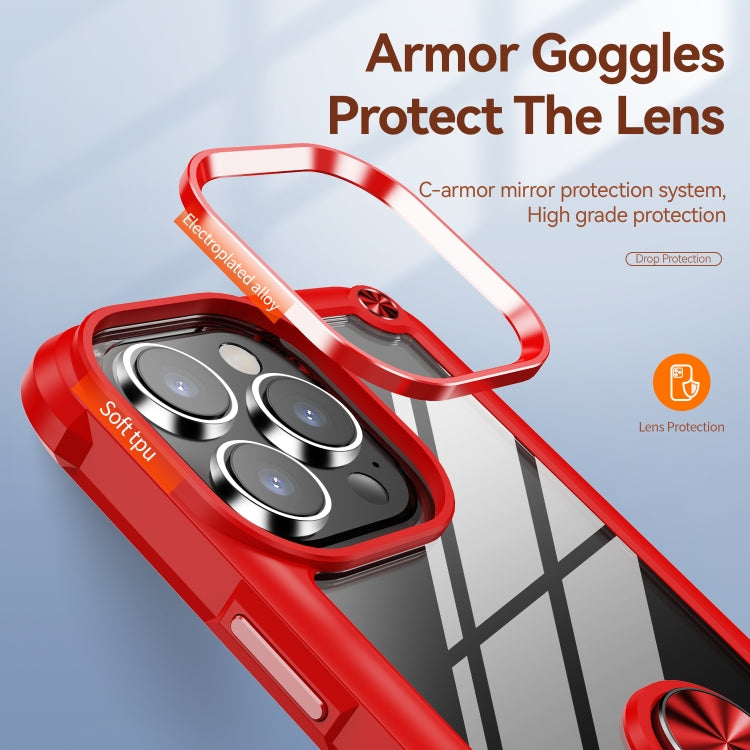 For iPhone 14 Pro Max TPU + PC Lens Protection Phone Case with Ring Holder
