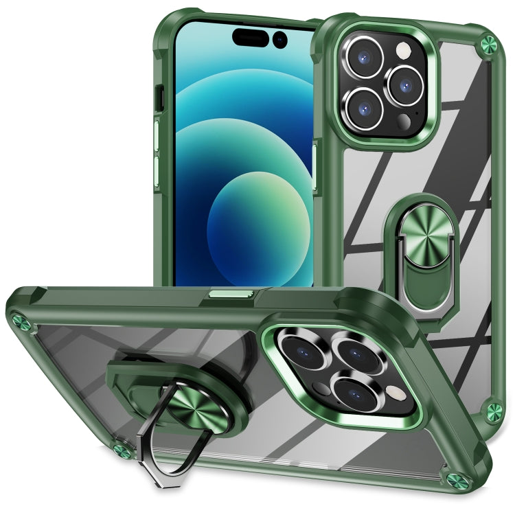 For iPhone 14 Pro Max TPU + PC Lens Protection Phone Case with Ring Holder