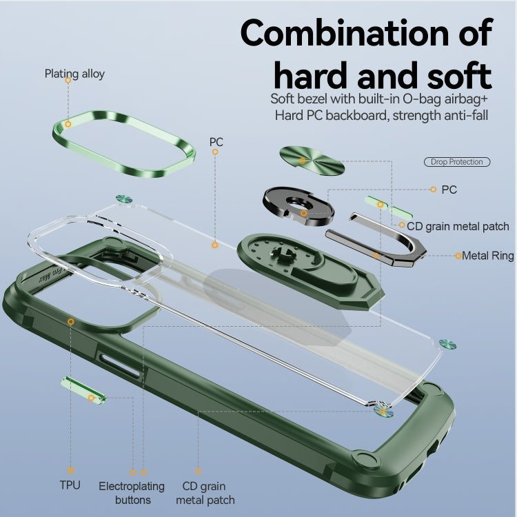 For iPhone 14 Pro Max TPU + PC Lens Protection Phone Case with Ring Holder