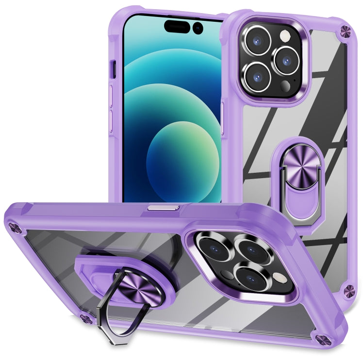 For iPhone 14 Pro Max TPU + PC Lens Protection Phone Case with Ring Holder