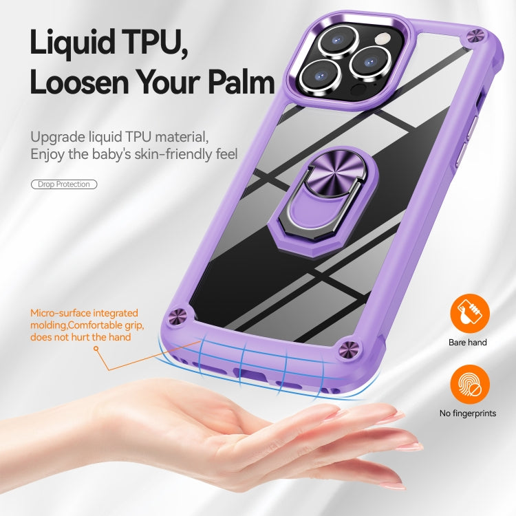 For iPhone 14 Pro Max TPU + PC Lens Protection Phone Case with Ring Holder