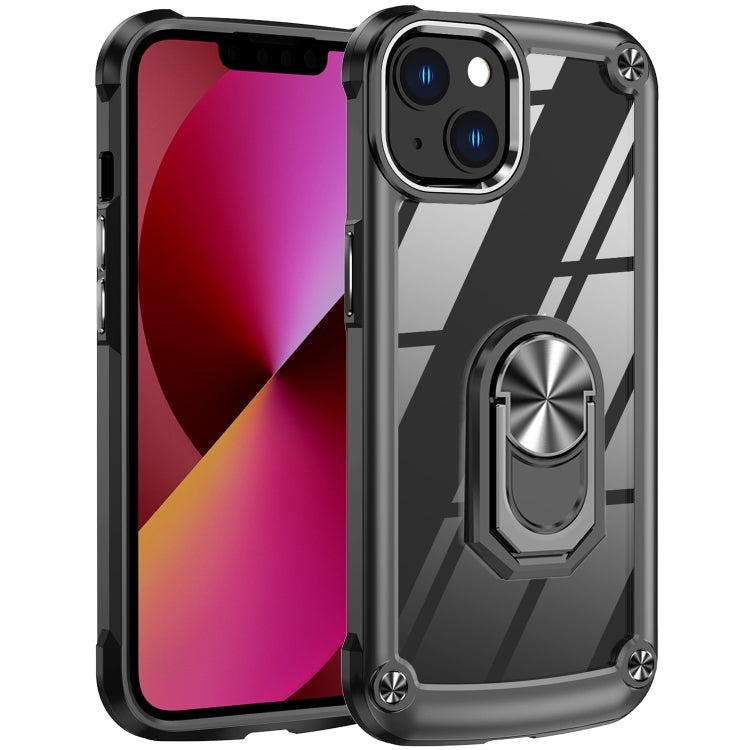 For iPhone 13 TPU + PC Lens Protection Phone Case with Ring Holder