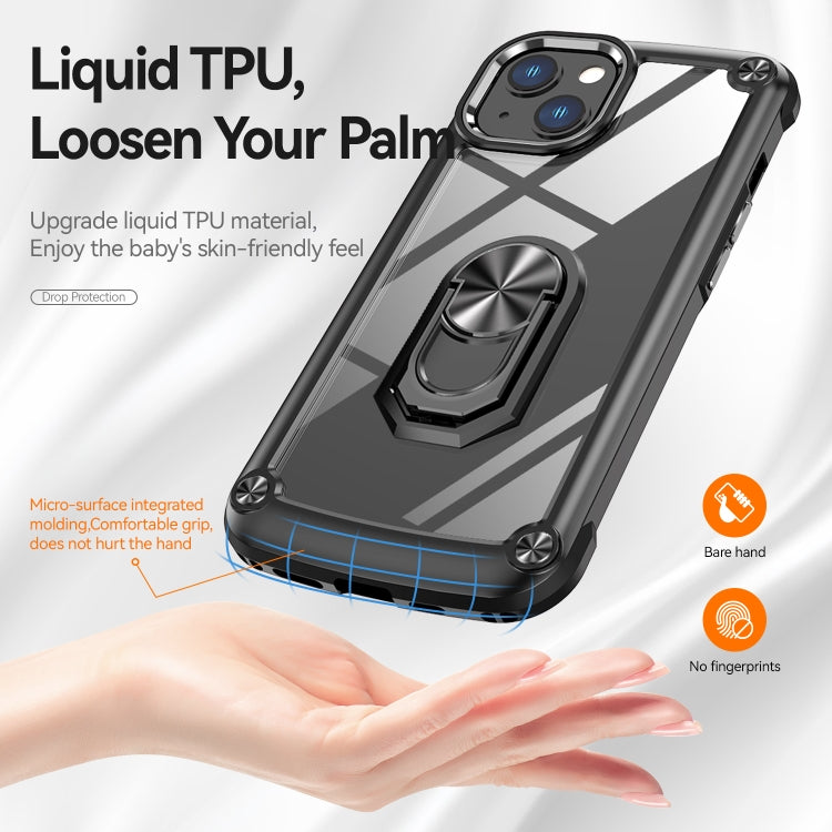 For iPhone 13 TPU + PC Lens Protection Phone Case with Ring Holder