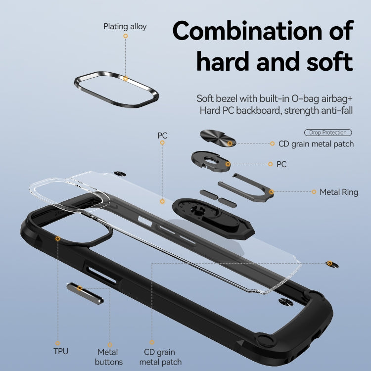 For iPhone 13 TPU + PC Lens Protection Phone Case with Ring Holder
