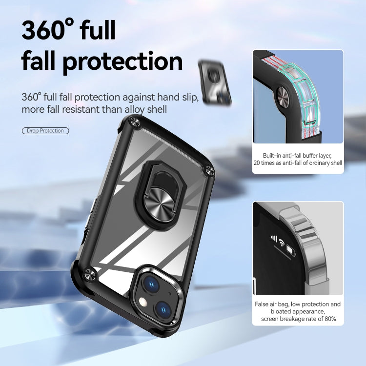 For iPhone 13 TPU + PC Lens Protection Phone Case with Ring Holder