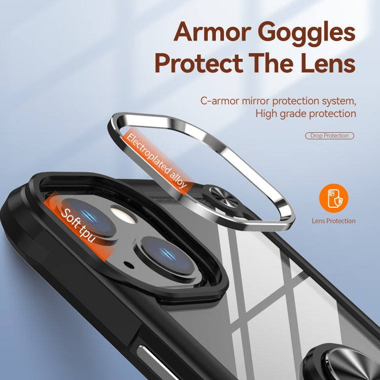 For iPhone 13 TPU + PC Lens Protection Phone Case with Ring Holder