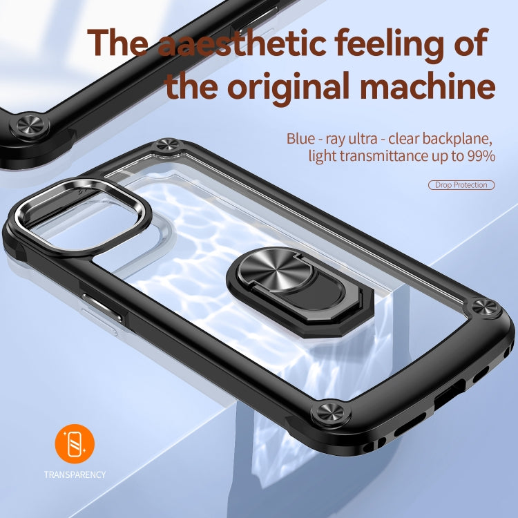 For iPhone 13 TPU + PC Lens Protection Phone Case with Ring Holder