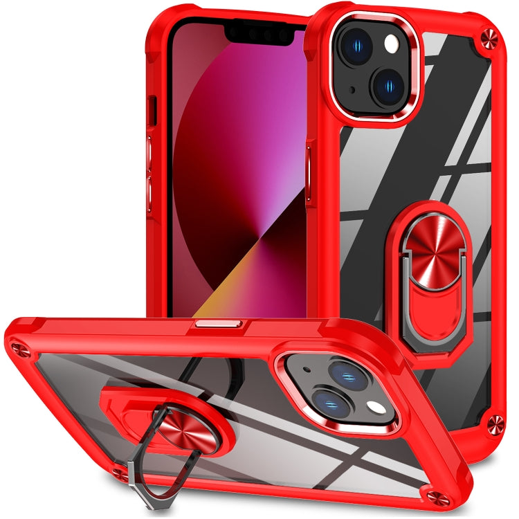 For iPhone 13 TPU + PC Lens Protection Phone Case with Ring Holder