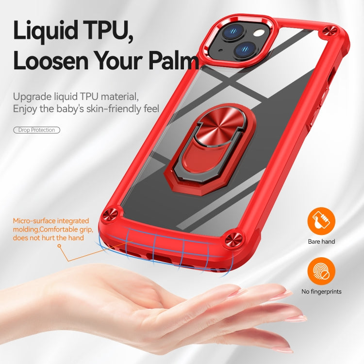 For iPhone 13 TPU + PC Lens Protection Phone Case with Ring Holder