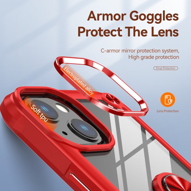For iPhone 13 TPU + PC Lens Protection Phone Case with Ring Holder