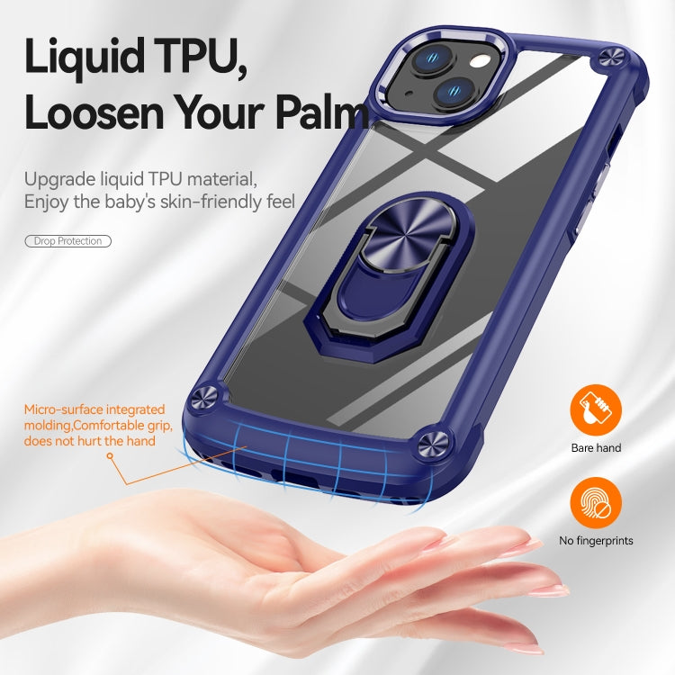 For iPhone 13 TPU + PC Lens Protection Phone Case with Ring Holder