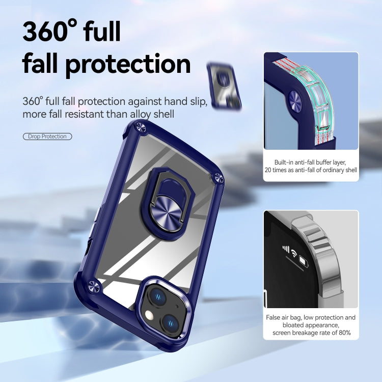 For iPhone 13 TPU + PC Lens Protection Phone Case with Ring Holder