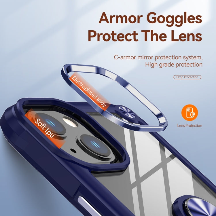 For iPhone 13 TPU + PC Lens Protection Phone Case with Ring Holder