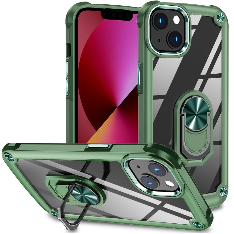 For iPhone 13 TPU + PC Lens Protection Phone Case with Ring Holder