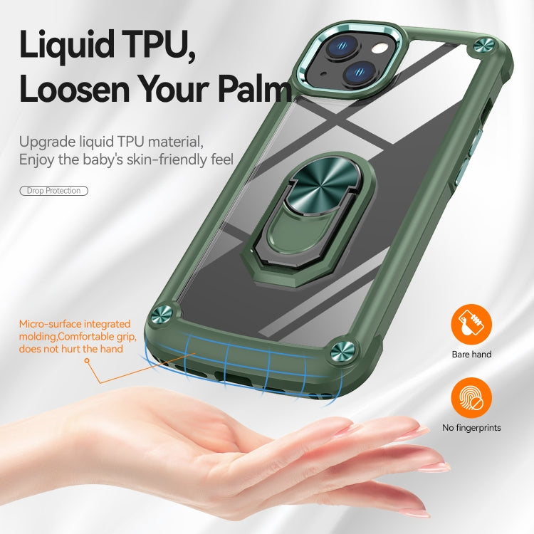 For iPhone 13 TPU + PC Lens Protection Phone Case with Ring Holder