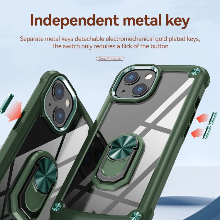 For iPhone 13 TPU + PC Lens Protection Phone Case with Ring Holder