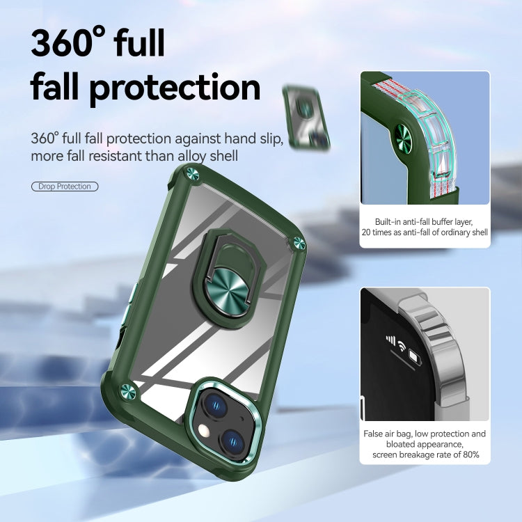 For iPhone 13 TPU + PC Lens Protection Phone Case with Ring Holder