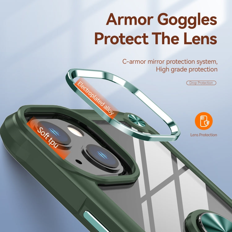 For iPhone 13 TPU + PC Lens Protection Phone Case with Ring Holder