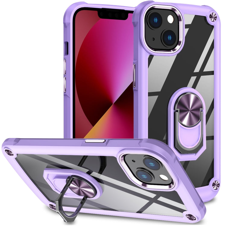 For iPhone 13 TPU + PC Lens Protection Phone Case with Ring Holder