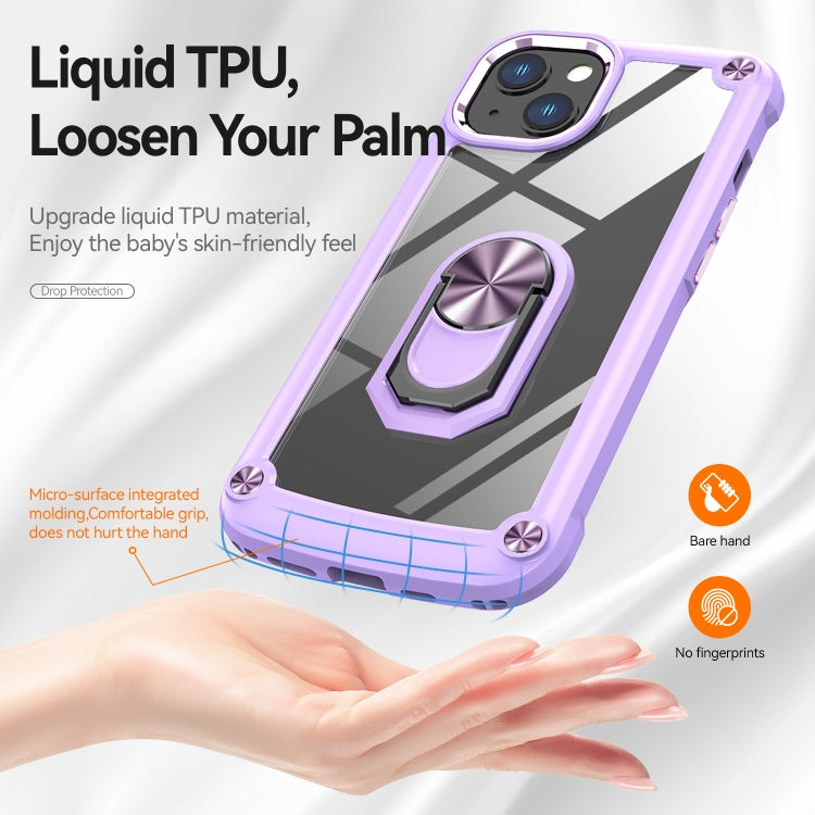 For iPhone 13 TPU + PC Lens Protection Phone Case with Ring Holder