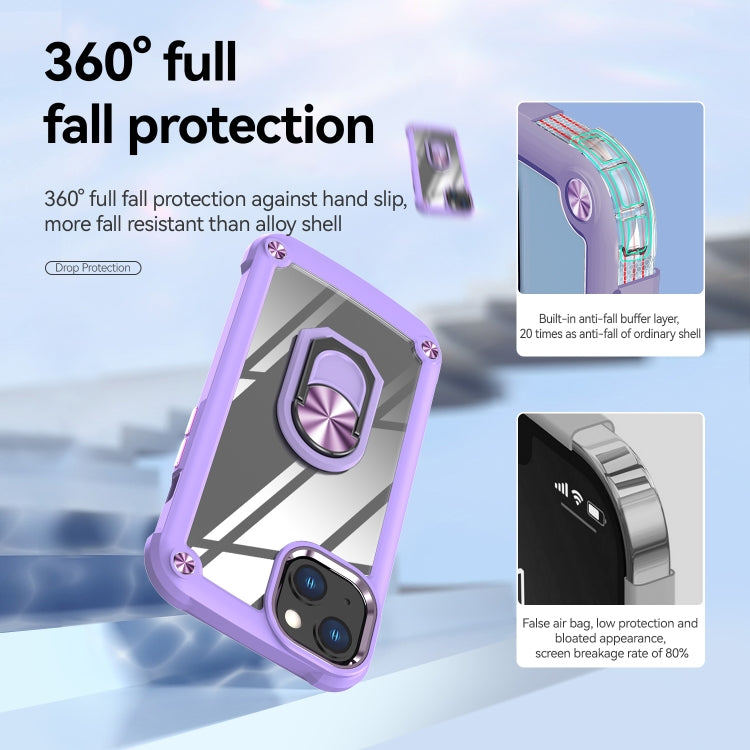 For iPhone 13 TPU + PC Lens Protection Phone Case with Ring Holder