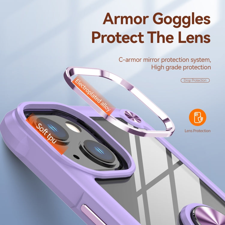For iPhone 13 TPU + PC Lens Protection Phone Case with Ring Holder