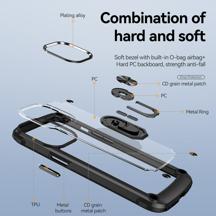 For iPhone 13 Pro Max TPU + PC Lens Protection Phone Case with Ring Holder
