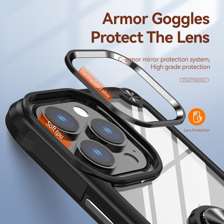 For iPhone 13 Pro Max TPU + PC Lens Protection Phone Case with Ring Holder