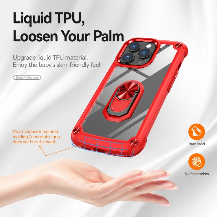 For iPhone 13 Pro Max TPU + PC Lens Protection Phone Case with Ring Holder