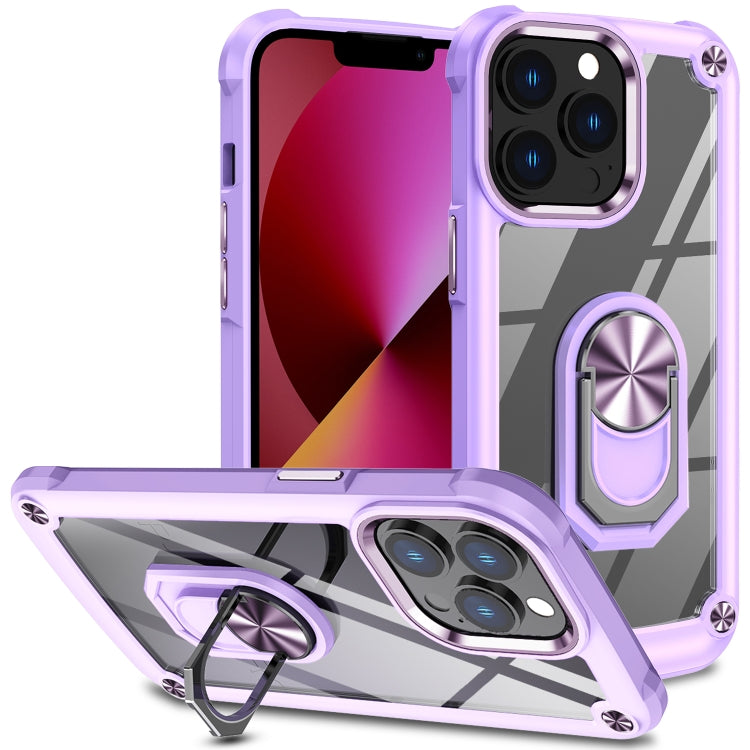 For iPhone 13 Pro Max TPU + PC Lens Protection Phone Case with Ring Holder