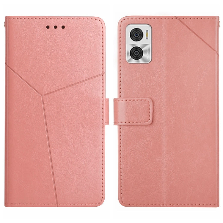 For Motorola Moto E22 4G HT01 Y-shaped Pattern Flip Leather Phone Case