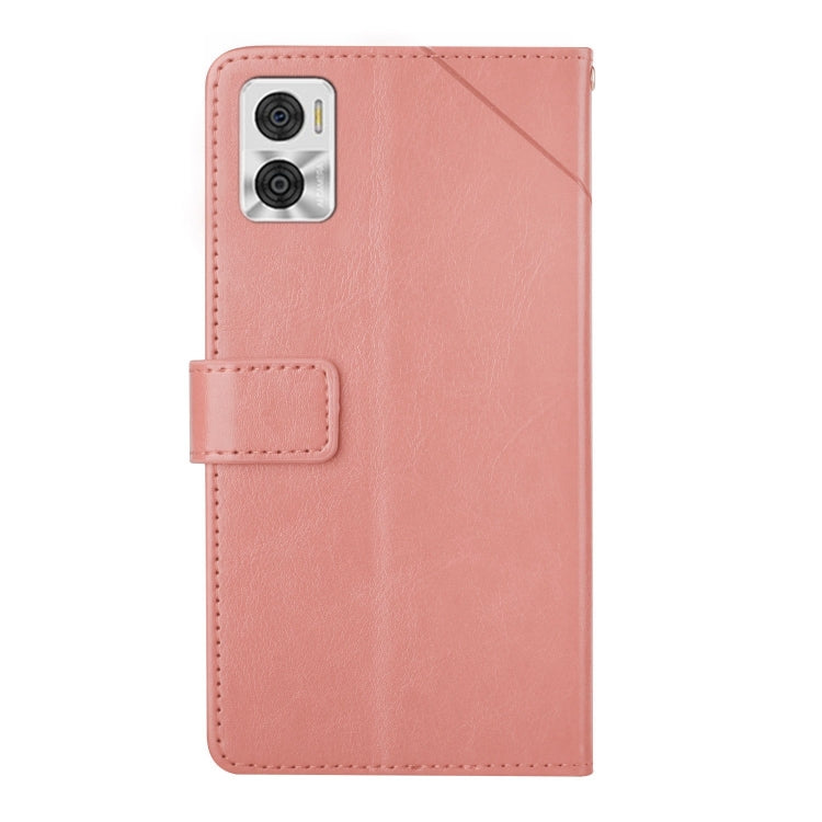 For Motorola Moto E22 4G HT01 Y-shaped Pattern Flip Leather Phone Case