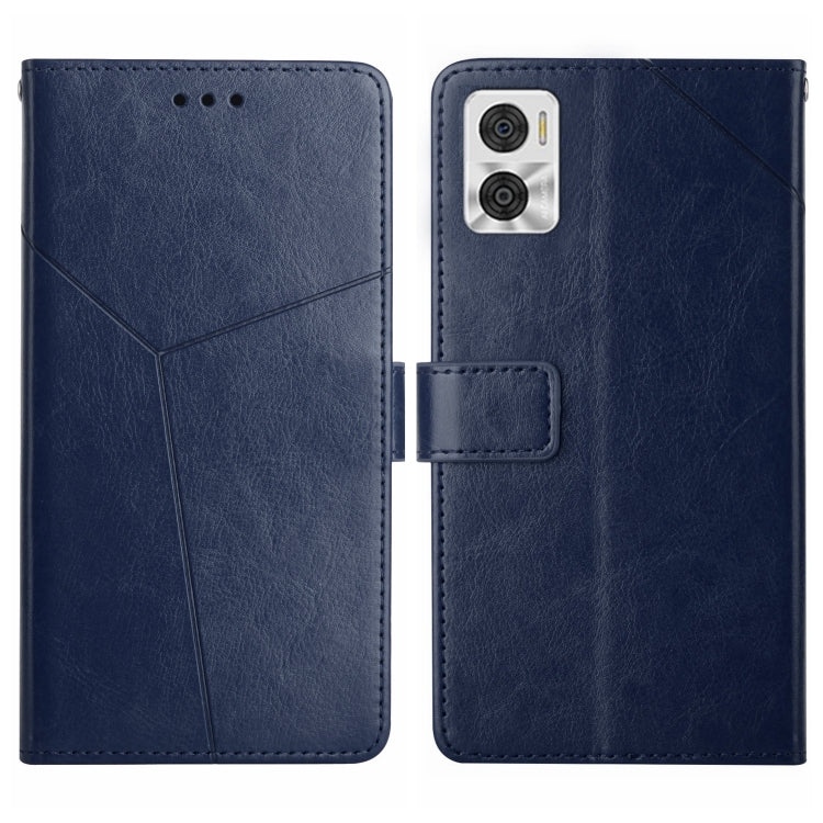 For Motorola Moto E22 4G HT01 Y-shaped Pattern Flip Leather Phone Case