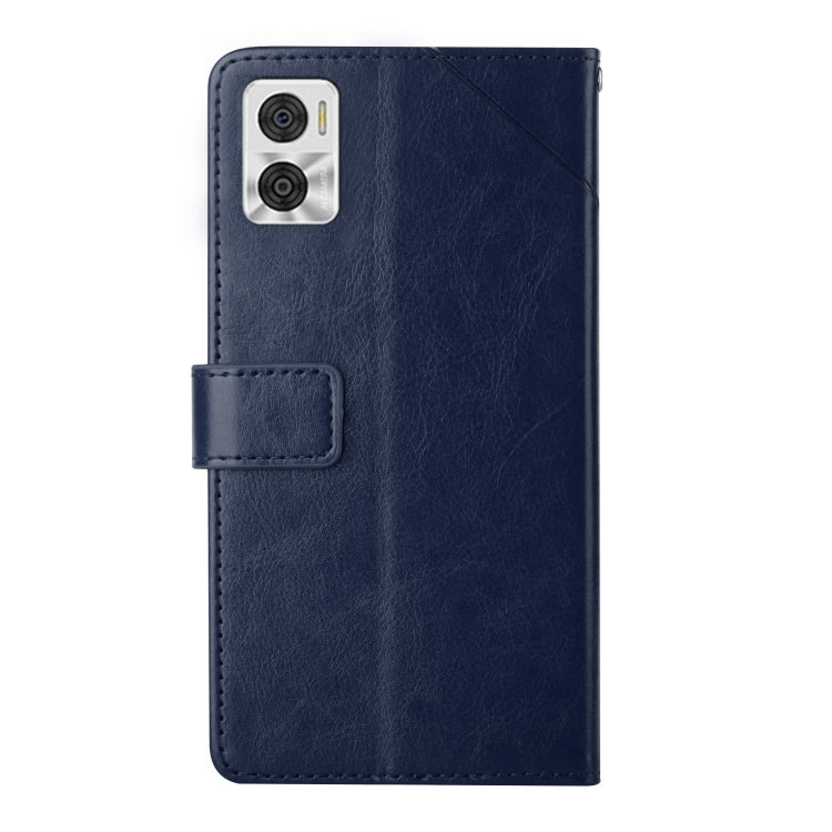 For Motorola Moto E22 4G HT01 Y-shaped Pattern Flip Leather Phone Case