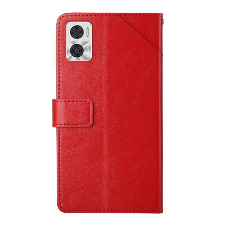 For Motorola Moto E22 4G HT01 Y-shaped Pattern Flip Leather Phone Case