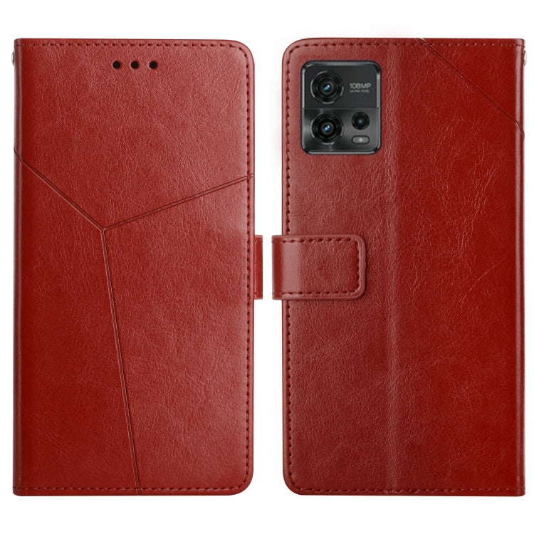 For Motorola Moto G72 4G HT01 Y-shaped Pattern Flip Leather Phone Case
