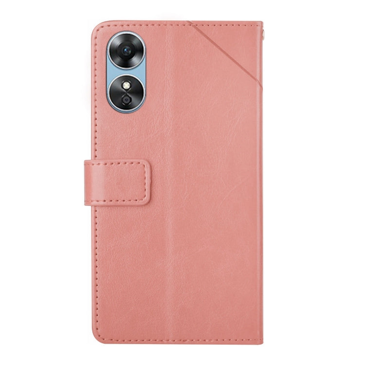 For OPPO A17 HT01 Y-shaped Pattern Flip Leather Phone Case