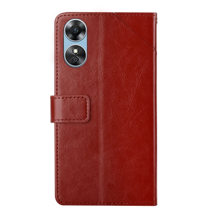 For OPPO A17 HT01 Y-shaped Pattern Flip Leather Phone Case