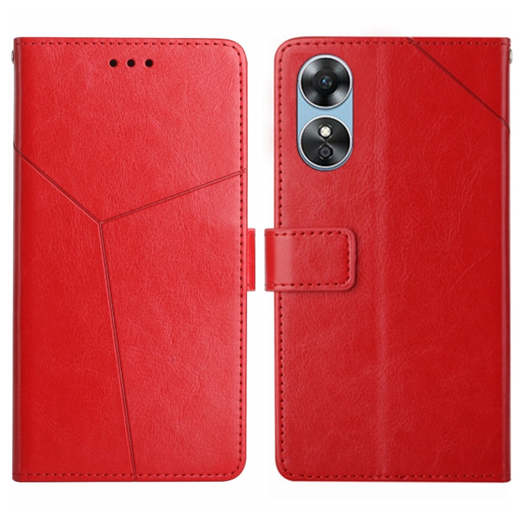 For OPPO A17 HT01 Y-shaped Pattern Flip Leather Phone Case