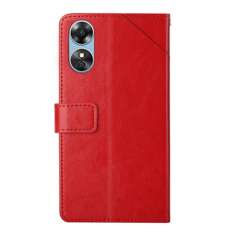For OPPO A17 HT01 Y-shaped Pattern Flip Leather Phone Case