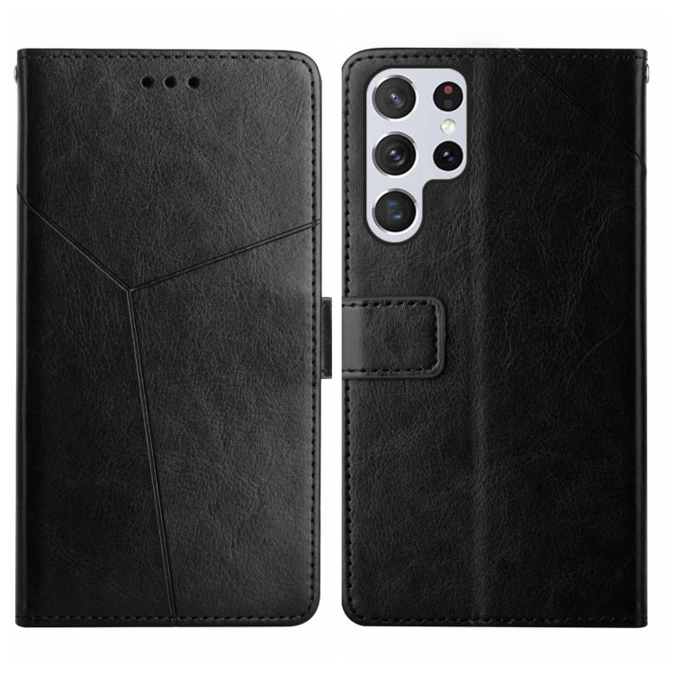 For Samsung Galaxy S23 Ultra 5G HT01 Y-shaped Pattern Flip Leather Phone Case