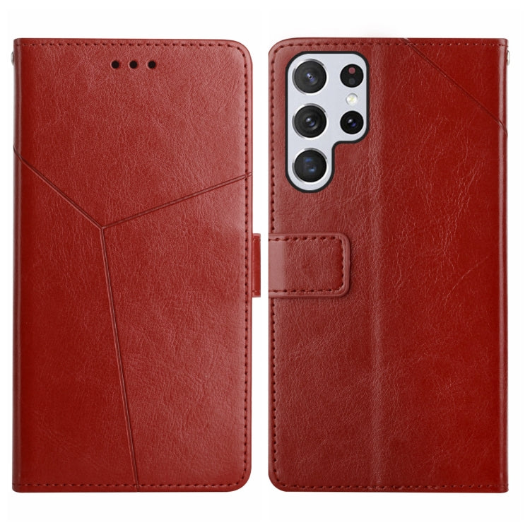 For Samsung Galaxy S23 Ultra 5G HT01 Y-shaped Pattern Flip Leather Phone Case
