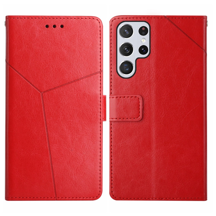 For Samsung Galaxy S23 Ultra 5G HT01 Y-shaped Pattern Flip Leather Phone Case