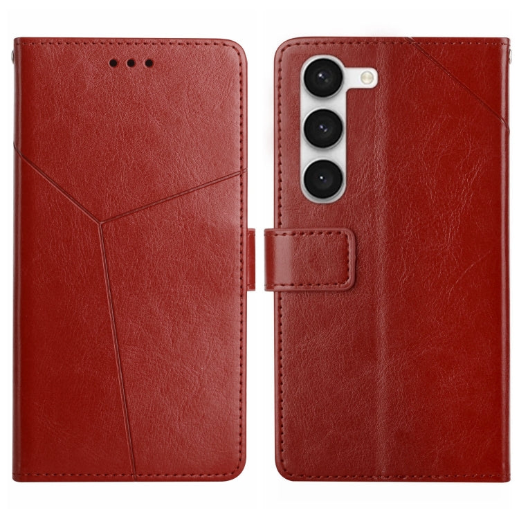 For Samsung Galaxy S23 5G HT01 Y-shaped Pattern Flip Leather Phone Case