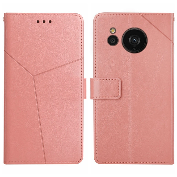 For Sharp Aquos Sense7 SH-V48 HT01 Y-shaped Pattern Flip Leather Phone Case
